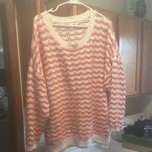 Maurices Pink and Cream Wave Pattern Sweater